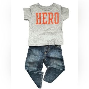 Peek Hero T-shirt with Jeans outfit 18-24M GUC